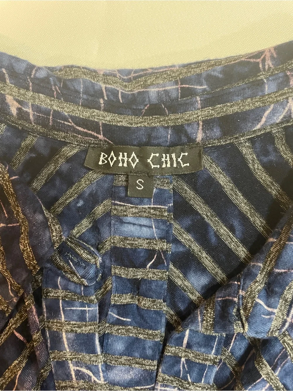 Boho Chick women’s  Blue Patterned Long-Sleeve  blouse